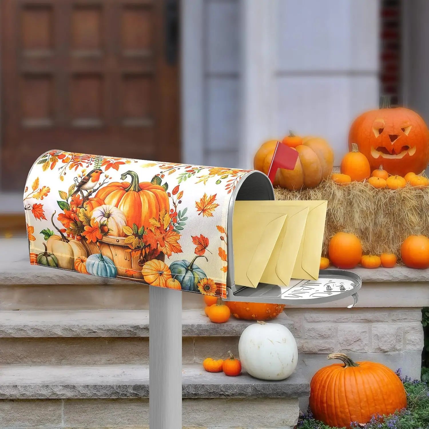 Fall Pumpkin Mailbox Cover