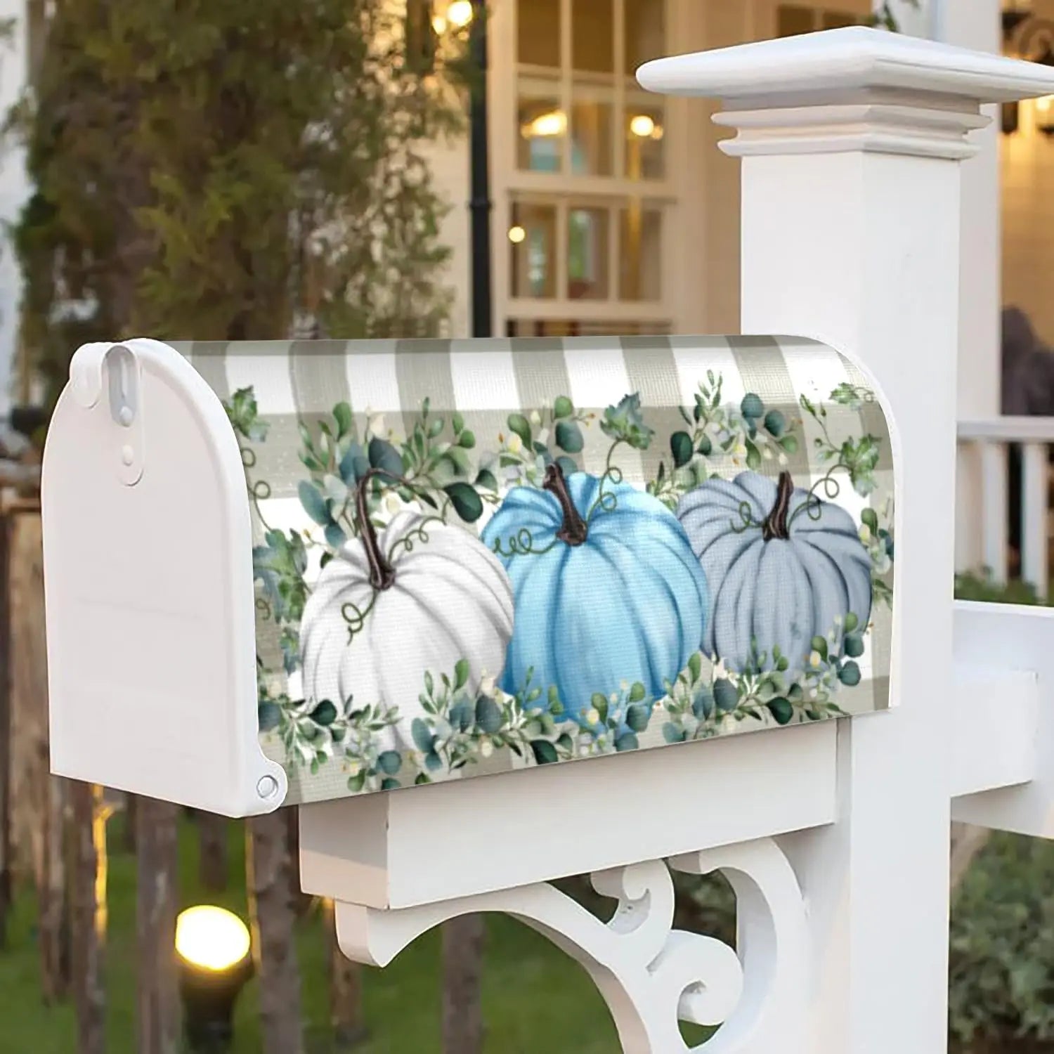 Blue Pumpkin Mailbox Cover